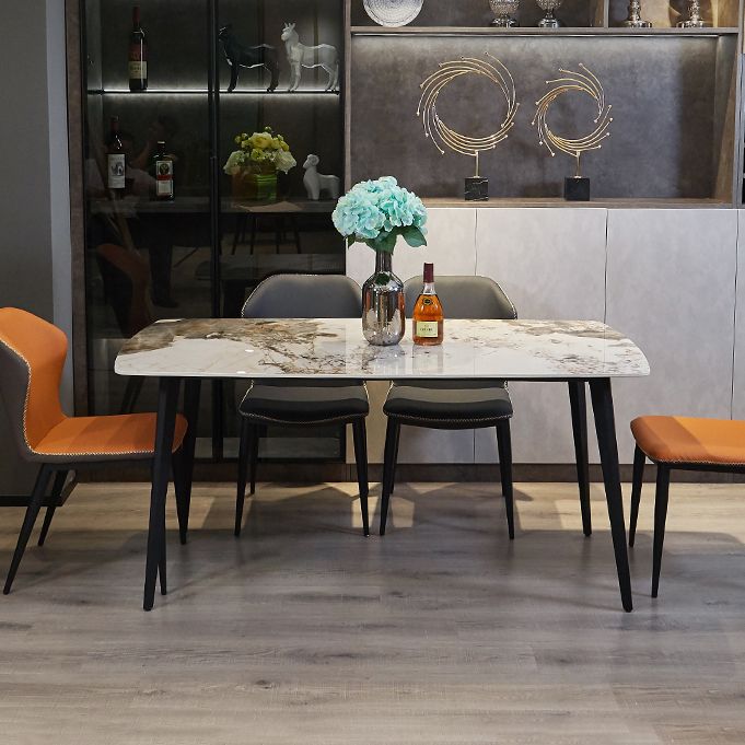 Modern Sintered Stone Gold Dining Table Rectangle Shape Standard Dining Table with 4 Legs Base Clearhalo ' dining_table' 'Dining Tables & Seating' 'Dining Tables' 'furn' 'furn_dining_table' 'Furniture' 'furniture_dining_table' 'Kitchen & Dining Furniture' 'kitchen&dining_furn' 'kitchen' 'kitchen_dining_table' 1200x1200_f889bbc8-3c05-4c11-a2a7-fc20ec785489