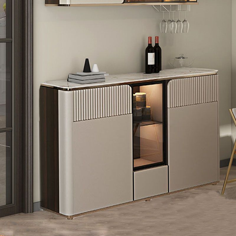 Glam Style Buffet Sideboard White Sintered Stone Top Server with Door and Drawer Clearhalo 'buffet_sideboard' 'Buffets & Sideboards' 'furn' 'furn_buffet_sideboard' 'Furniture' 'Kitchen & Dining Furniture' 1200x1200_f88fd6de-2454-4d94-8dc4-79d9091b7d71