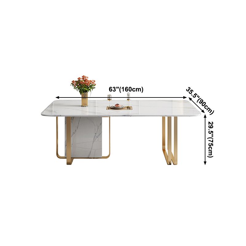 Luxury Sintered Stone Top Table Rectangle White Table with Metal Double Pedestal Clearhalo ' dining_table' 'Dining Tables & Seating' 'Dining Tables' 'furn' 'furn_dining_table' 'Furniture' 'furniture_dining_table' 'Kitchen & Dining Furniture' 'kitchen&dining_furn' 'kitchen' 'kitchen_dining_table' 1200x1200_f8917193-a185-4e8e-a6df-1142dff20ff7