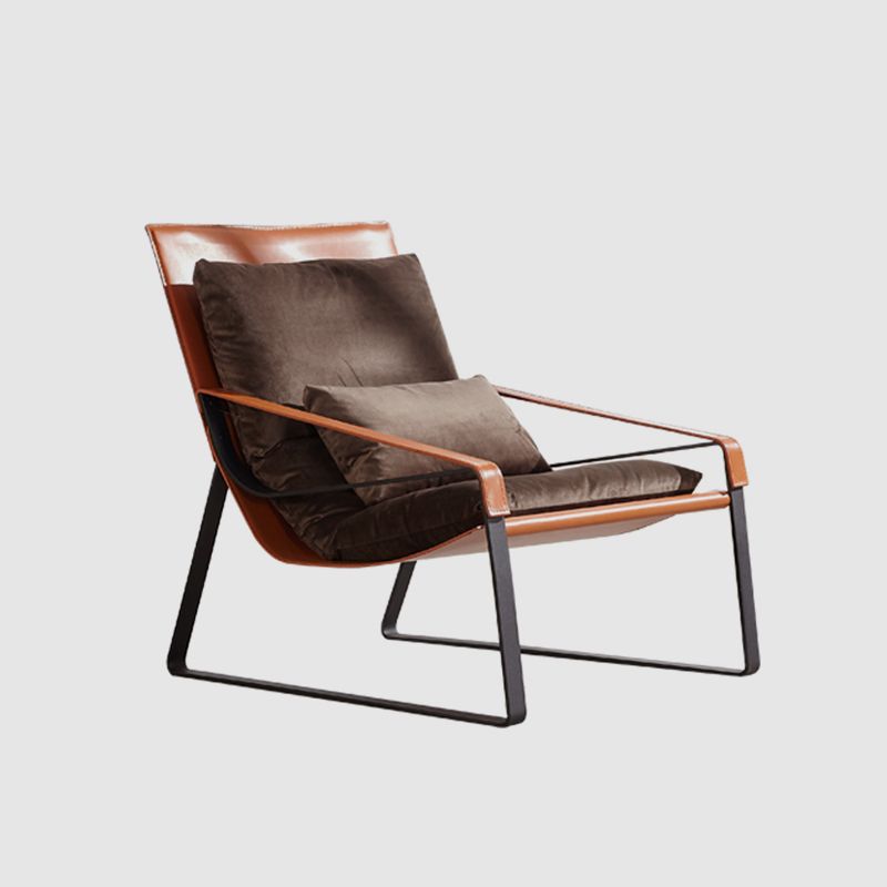 Solid Color Armchair With headrest, Modern Iron Frame Lounge Chair Clearhalo 'Accent Chairs' 'accent_chairs' 'Chairs & Seating' 'furn' 'furn_accent_chairs' 'Furniture' 'furniture_accent_chairs' 'Living Room Furniture' 1200x1200_f893b01d-f693-4dae-9c37-d175ec1efd39