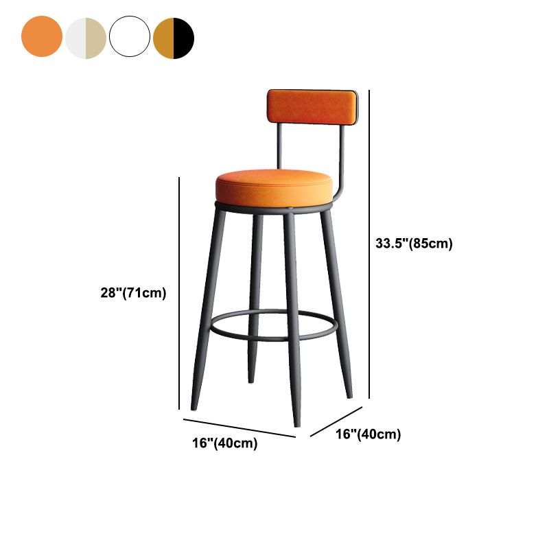 Nordic Armless Backrest Counter Stool Iron Kitchen Bar Stool with Cushion and Pedal Clearhalo 'Bar Furniture' 'Bar Stools' 'bar_stools' 'furn' 'furn_bar_stools' 'Furniture' 'furniture_bar_stools' 'Kitchen & Dining Furniture' 1200x1200_f893e003-29b8-4941-a987-14456b4e37f0
