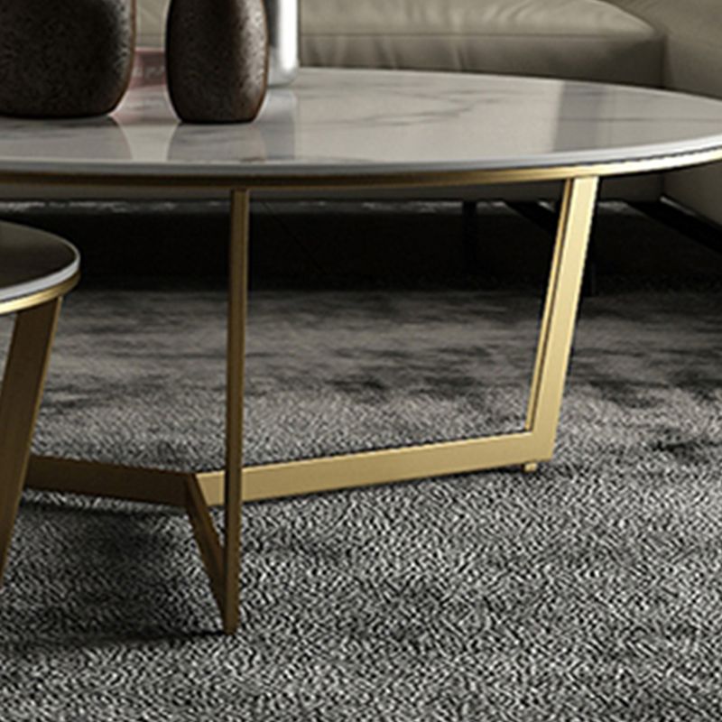Glam White Frame Coffee Table Round Slate Top Cocktail Table Clearhalo 'Coffee & Accent Tables' 'Coffee Tables' 'coffee_tables' 'furn' 'furn_coffee_tables' 'Furniture' 'Living Room Furniture' 1200x1200_f8944a1f-f148-483e-b247-873069e65b0e