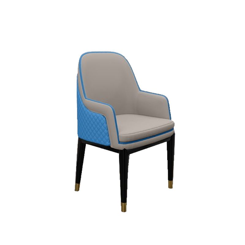 Glam Style Parsons Arm Chair Leather Dining Chair for Living Room