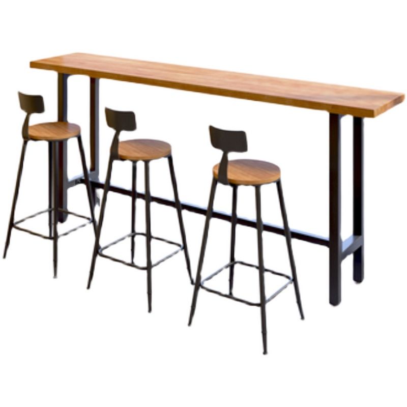 Brown Modern Style Bar Table Solid Wood Coffee Shop Bar Table with Metal Base Clearhalo 'Bar Furniture' 'Bar Tables' 'bar_tables' 'furn' 'furn_bar_tables' 'Furniture' 'furniture_bar_tables' 'Kitchen & Dining Furniture' 1200x1200_f8950e78-cb6c-4e6f-8335-03a011d2f168