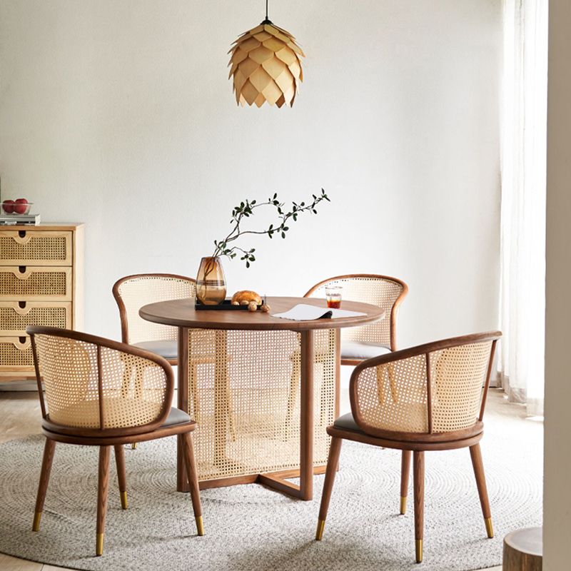 Contemporary Cane Back Dining Chair Home Solid Wood Dining Arm Chair