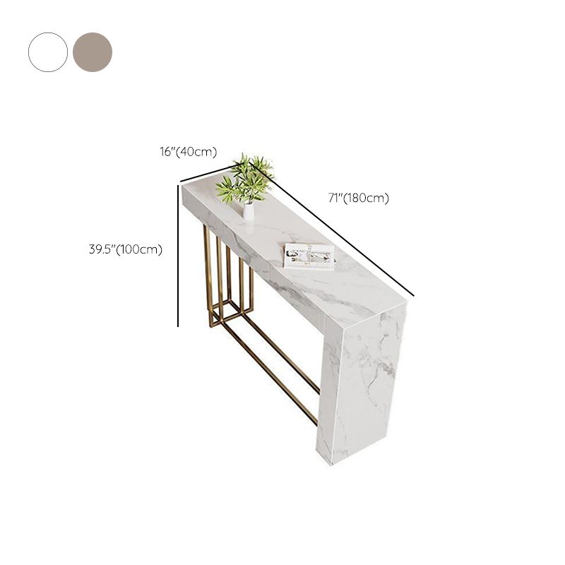 Glam Metal and Stone Bar Table Rectangle Counter Height Dining Table for Living Room Clearhalo 'Bar Furniture' 'Bar Tables' 'bar_tables' 'furn' 'furn_bar_tables' 'Furniture' 'Kitchen & Dining Furniture' 1200x1200_f8968cc2-e17c-4e3e-8b3f-8fd81f914391