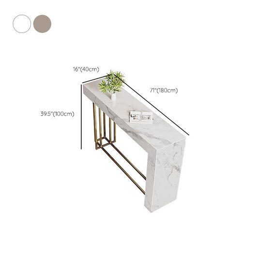 Glam Metal and Stone Bar Table Rectangle Counter Height Dining Table for Living Room Clearhalo 'Bar Furniture' 'Bar Tables' 'bar_tables' 'furn' 'furn_bar_tables' 'Furniture' 'Kitchen & Dining Furniture' 1200x1200_f8968cc2-e17c-4e3e-8b3f-8fd81f914391