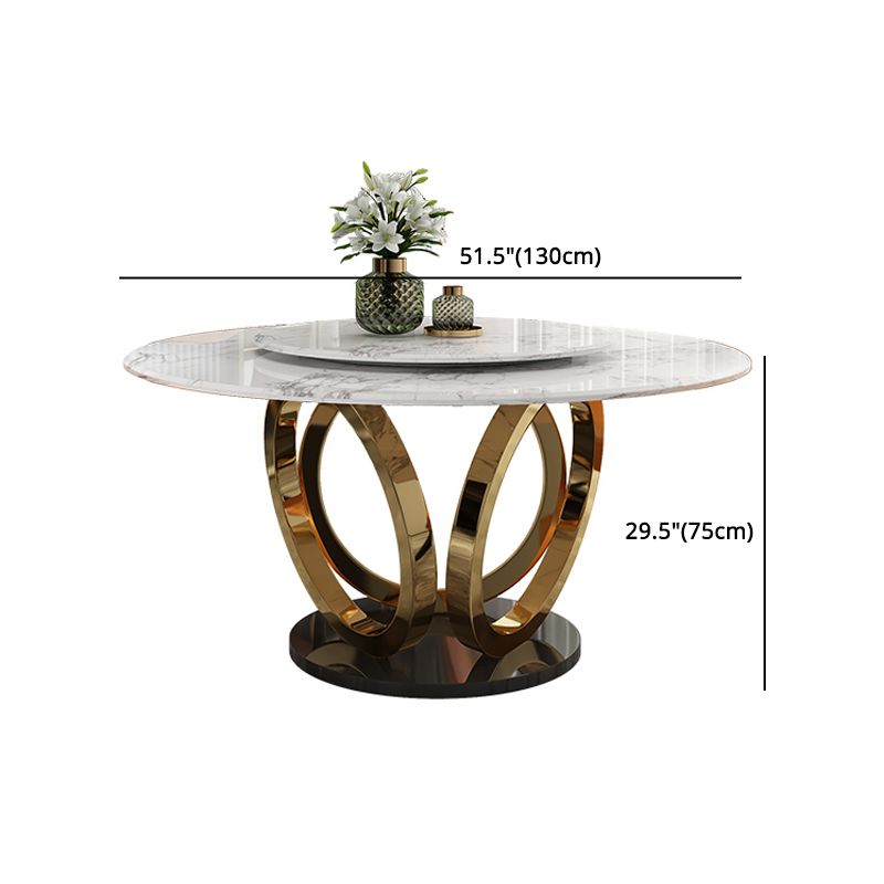 Glam 1/4/7 Pieces Round Dinette Set Sintered Stone Top Dining Table Set with Turntable Clearhalo 'Dining Room Sets' 'Dining Tables & Seating' 'dining_room_set' 'furn' 'furn_dining_room_set' 'Furniture' 'furniture_dining_room_set' 'Kitchen & Dining Furniture' 1200x1200_f89759c4-f5c9-49d8-848d-4a5149b9057c
