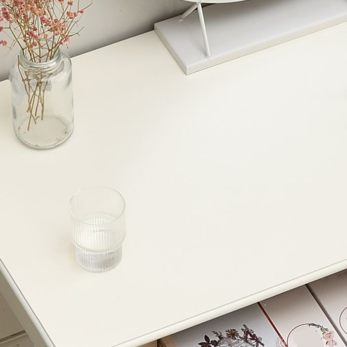 Modern Style Pine White Rectangular 4 Legs Dressing Table with 2 Drawers