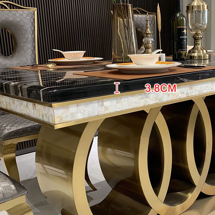 Traditional Luxury Dining Table Marble Rectangle Fixed Table for Home Clearhalo 'Dining Tables & Seating' 'Dining Tables' 'dining_table' 'furn' 'furn_dining_table' 'Furniture' 'Kitchen & Dining Furniture' 1200x1200_f89bb2b5-c6a4-4ea7-86df-ad7dd2f12a82