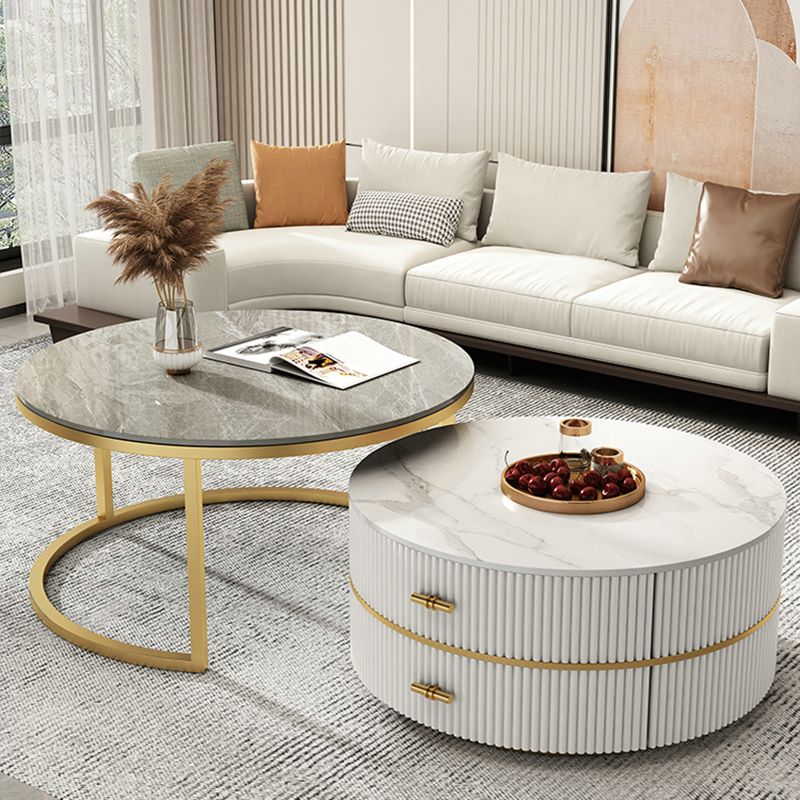 Slate Top Coffee Table Set Frame Cocktail Table with 2 Drawers Clearhalo 'Coffee & Accent Tables' 'Coffee Tables' 'coffee_tables' 'furn' 'furn_coffee_tables' 'Furniture' 'Living Room Furniture' 1200x1200_f89da741-1c53-4c9e-a6d7-41c8dcf6a2f2