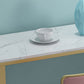 Glam Set tavolo da bar da 1/4 pezzi Tavolo da bancone rettangolare in pietra con sgabelli alti per cucina