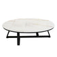 Glam ovale leistenen salontafel, 47 cm hoge cocktailtafel met ijzeren kruispoten