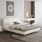 Echt lederen gestoffeerd bedframe crème crème low wingback bed