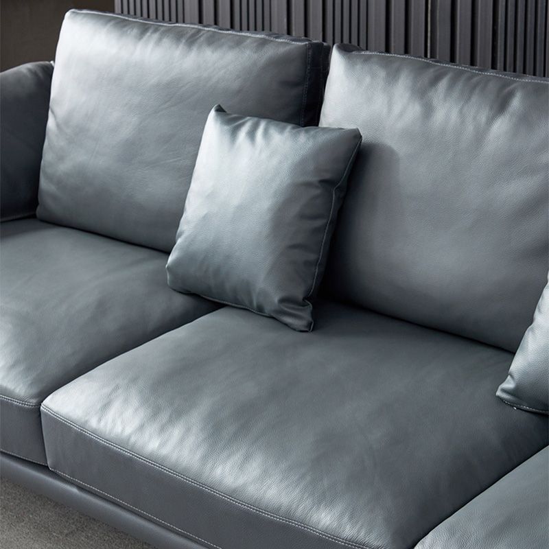 Contemporary Dark Grey Sofa with Bolster Pillows for Living Room Clearhalo 'furn' 'furn_sectionals' 'Furniture' 'Living Room Furniture' 'Sectionals' 1200x1200_f8a251f9-658d-4a2a-adcc-f62a4c39685d