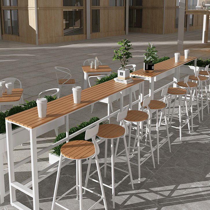 White Modern Pub Height Dining Table Outdoor Wood Footrest Bar Height Cocktail Table Clearhalo 'Bar Furniture' 'Bar Tables' 'bar_tables' 'furn' 'furn_bar_tables' 'Furniture' 'furniture_bar_tables' 'Kitchen & Dining Furniture' 'kitchen&dining_furn' 'kitchen' 1200x1200_f8a25a2d-b377-4ed1-af3c-8f0cca16ef97