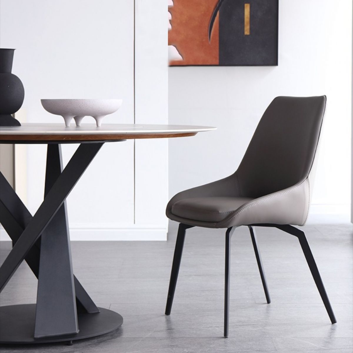 Scandinavian Solid Back Dining Chairs Leather Dining Arm Chairs Clearhalo ' kitchen&dining_furn' 'Dining Chairs' 'Dining Tables & Seating' 'dining_chair' 'furn' 'furn_dining_chair' 'Furniture' 'furniture_dining_chair' 'Kitchen & Dining Furniture' 'kitchen' 1200x1200_f8a328f4-5e9b-4af3-90f7-31b2aee84d45