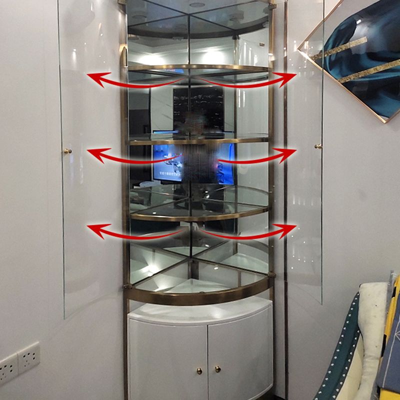 Glam Style Corner Cabinet Solid Color 2-door Accent Cabinet with Shelves Clearhalo 'Cabinets & Chests' 'cabinets_chests' 'furn' 'furn_cabinets_chests' 'Furniture' 'Living Room Furniture' 1200x1200_f8a3d402-f8f2-4082-aaf7-0a9abd2111f4