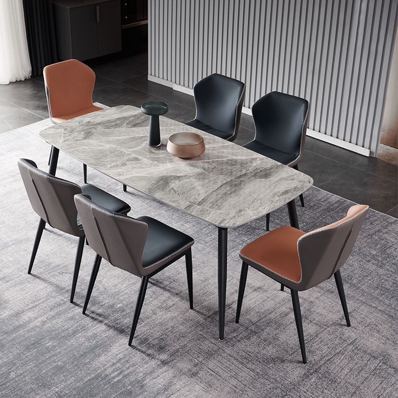 Industrial Style Home Sintered Stone Dining Table 4 Legs Carbon Steel Base Rectangle Table Clearhalo ' dining_table' 'Dining Tables & Seating' 'Dining Tables' 'furn' 'furn_dining_table' 'Furniture' 'furniture_dining_table' 'Kitchen & Dining Furniture' 'kitchen&dining_furn' 'kitchen' 'kitchen_dining_table' 1200x1200_f8a44f5d-fad1-40fb-8a65-7b7210dd02c3
