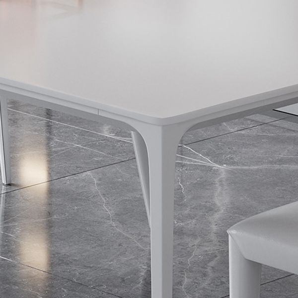 Metal Contemporary Rectangular Table White Sintered Stone Dining Table with 4 Legs Clearhalo ' dining_table' 'Dining Tables & Seating' 'Dining Tables' 'Furniture' 'furniture_dining_table' 'Kitchen & Dining Furniture' 'kitchen&dining_furn' 'kitchen' 'kitchen_dining_table' 1200x1200_f8a5114e-7ef6-4ba9-bf70-970e1dc5daf7