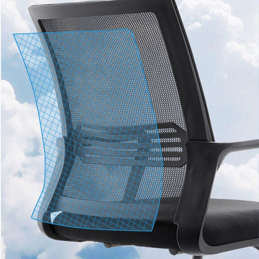 Sedia da ufficio in mesh nero telaio in metallo sedia da scrivania a braccio fisso per casa e ufficio