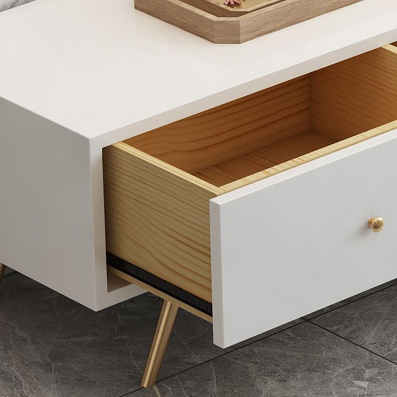 Stand de Wood TV Stand de estilo glamoroso Consola de TV de almacenamiento cerrado de color blanco con cajones