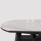 Mesa de comedor moderna de piedra blanca extensible con 4 patas de madera de goma negra