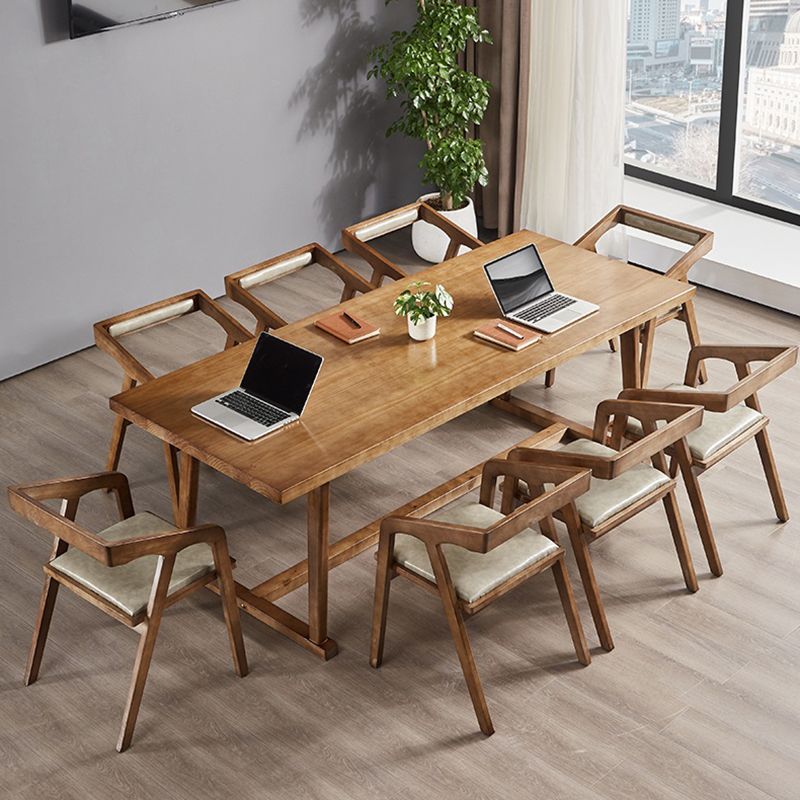 Rectangle Solid Wood White Dining Table Simplicity Trestle Base Table for Dining Room Clearhalo ' dining_table' 'Dining Tables & Seating' 'Dining Tables' 'furn' 'furn_dining_table' 'Furniture' 'furniture_dining_table' 'Kitchen & Dining Furniture' 'kitchen&dining_furn' 'kitchen' 'kitchen_dining_table' 1200x1200_f8a9839b-1bf8-49bb-a610-1d18a1e3f323