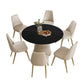 Stone Top Dining Table Round Table with Wood Pedestal Base in White Clearhalo 'Dining Tables & Seating' 'Dining Tables' 'dining_table' 'furn' 'furn_dining_table' 'Furniture' 'furniture_dining_table' 'Kitchen & Dining Furniture' 'kitchen' 'kitchen_dining_table' 1200x1200_f8a9931c-884e-4445-bead-4fc451c67909