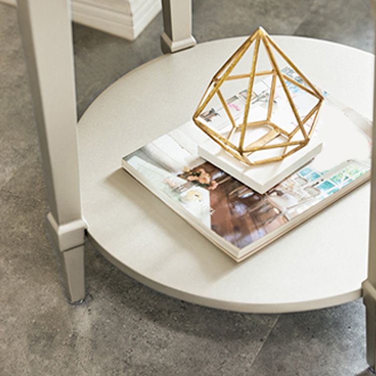 Modernistic Round Double Tier End Table Solid Wood 4 Legs End Table Clearhalo 'Coffee & Accent Tables' 'End & Side Tables' 'end_side_tables' 'furn' 'furn_end_side_tables' 'Furniture' 'Living Room Furniture' 1200x1200_f8aa24b4-21ea-46c2-a5d8-9b7d3efe15b3