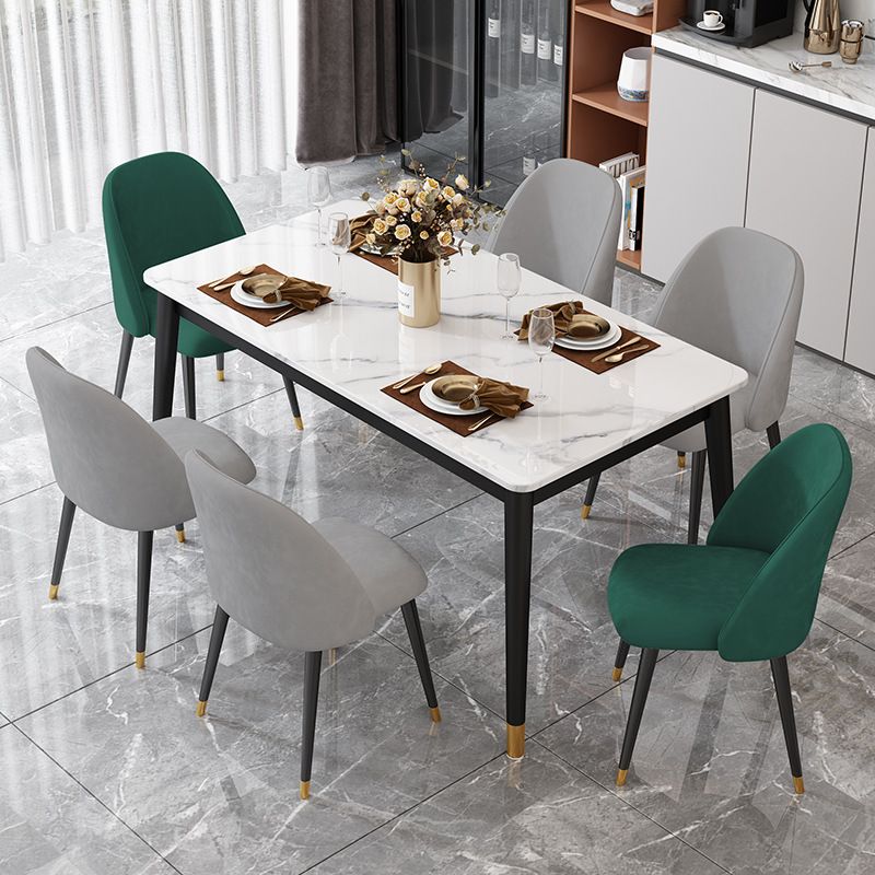 Stone Top Dining Table Rectangle Contemporary Table with 4 Black Legs Clearhalo 'Dining Tables & Seating' 'Dining Tables' 'dining_table' 'furn' 'furn_dining_table' 'Furniture' 'furniture_dining_table' 'Kitchen & Dining Furniture' 'kitchen' 'kitchen_dining_table' 1200x1200_f8ace6a1-ed8e-40d4-9326-93246303cb86