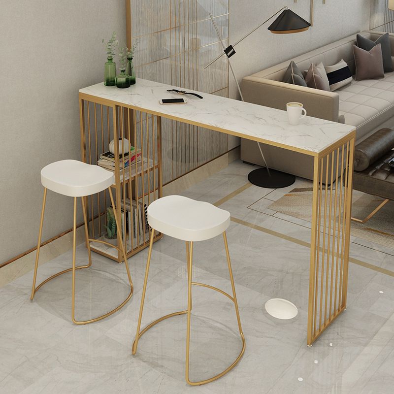 Modern Bar-height Table Faux Marble Top Bistro Pub Table with 2 Shelves Clearhalo 'Bar Furniture' 'Bar Tables' 'bar_tables' 'furn' 'furn_bar_tables' 'Furniture' 'Kitchen & Dining Furniture' 1200x1200_f8acebe2-8f61-4d2c-8653-664becb0be79