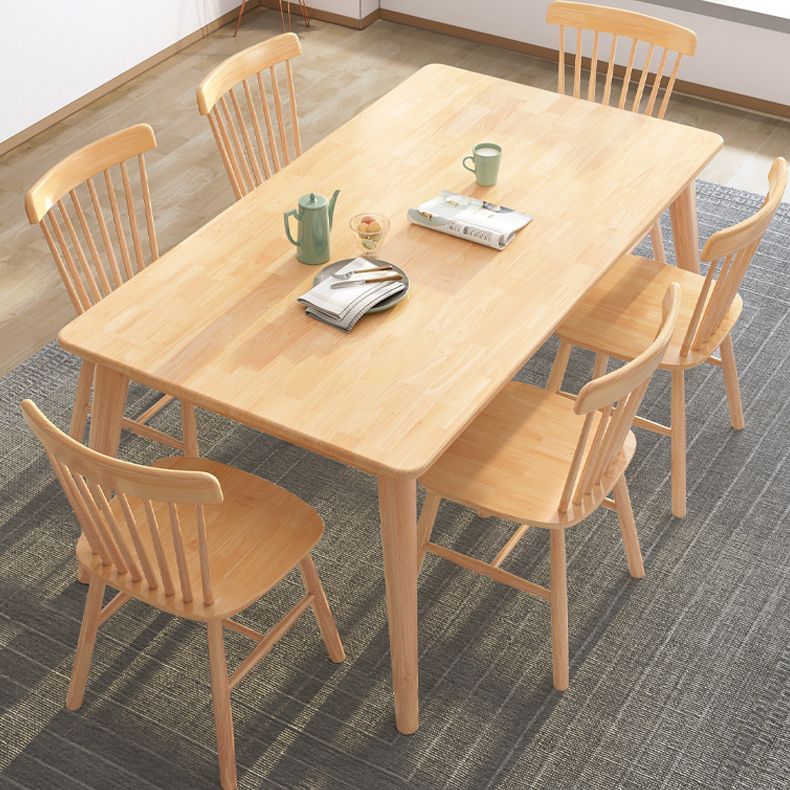 Modern Wood Dining Table Set of 5/7 with Rectangle Table Dining Set with Winsor Chairs Clearhalo 'Dining Room Sets' 'Dining Tables & Seating' 'dining_room_set' 'furn' 'furn_dining_room_set' 'Furniture' 'furniture_dining_room_set' 'Kitchen & Dining Furniture' 'kitchen&dining_furn' 'kitchen' 1200x1200_f8ad238a-9418-407f-bd40-fb568c09444a