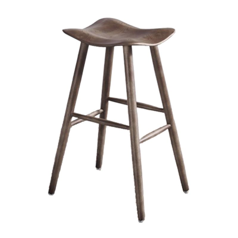 Contemporary 27.5-inch Ash Solid Wood Bar Stool with Footrest Clearhalo 'Bar Furniture' 'Bar Stools' 'bar_stools' 'furn' 'furn_bar_stools' 'Furniture' 'Kitchen & Dining Furniture' 1200x1200_f8ad8732-19fe-4295-a00c-37d8185a0071