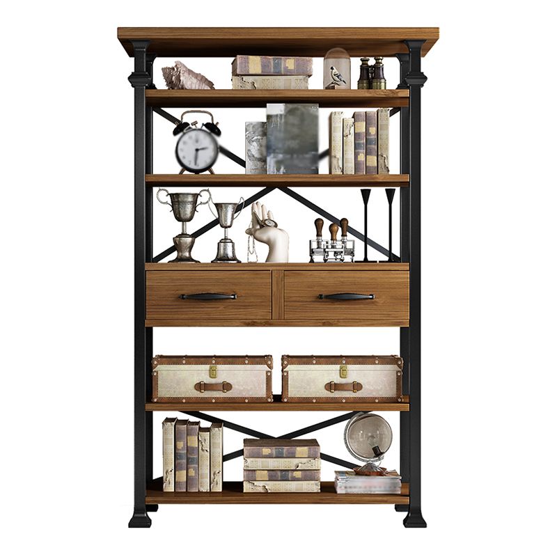 Industrial Style Bookshelf Open Shelf Bookcase with Drawer Storage Clearhalo 'Bookcases' 'furn' 'furn_bookcases' 'Furniture' 'furniture_bookcases' 'kitchen' 'kitchen_bookcases' 'Living Room Furniture' 'Office Furniture' 1200x1200_f8adb99c-8d58-4a64-9595-e33208fa2e90