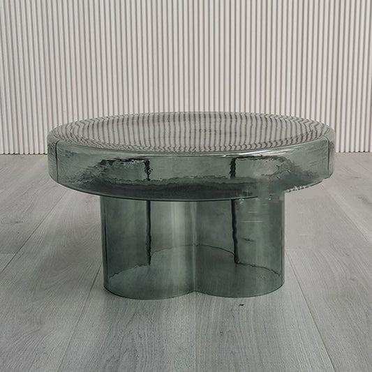 Contemporary Round Glass Coffee Table Pedestal Cocktail Table