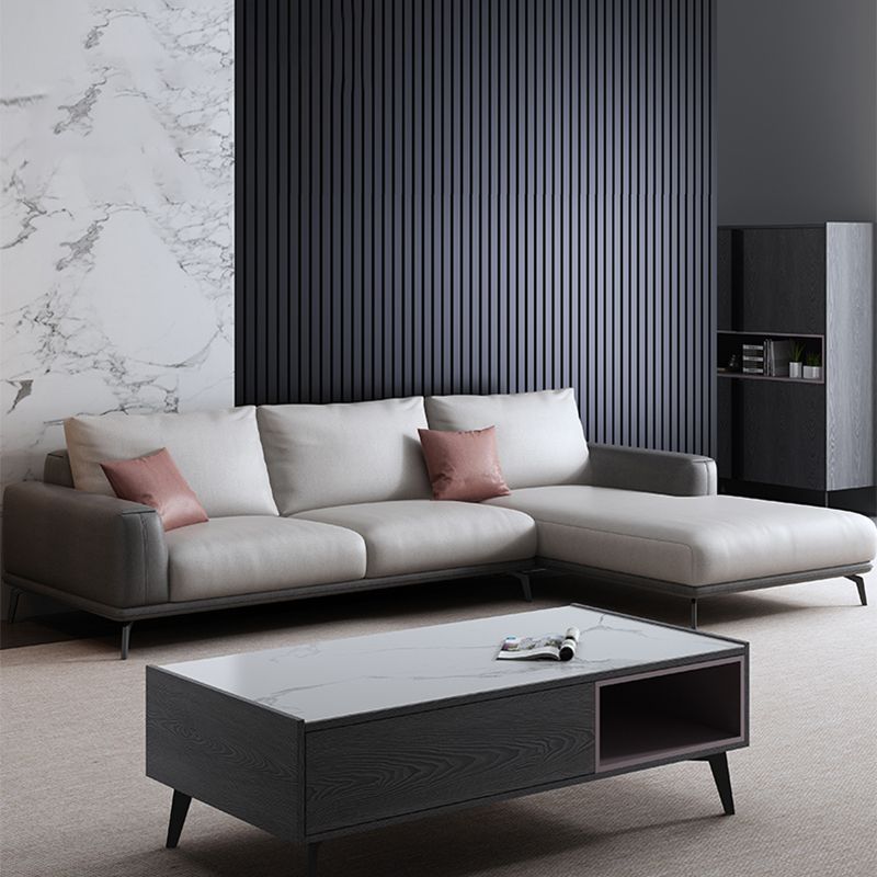 Sezionali in pelle finto/divano con braccio quadrato per soggiorno