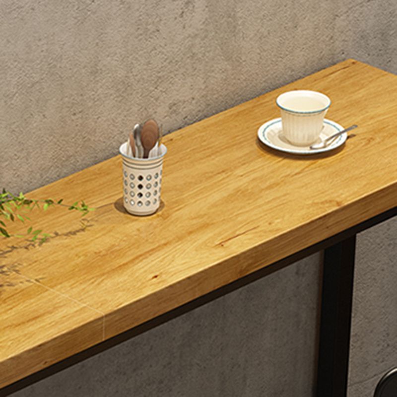 Mesa de altura de barra industrial, mesa de pub tipo bistró con tapa de madera maciza y base de caballete