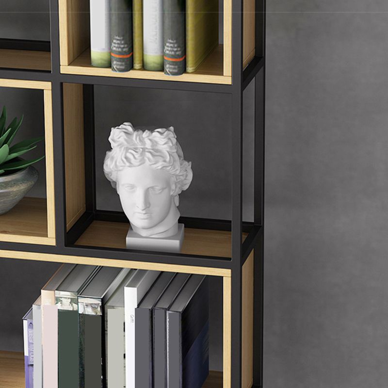 Natural Metal Etagere Shelf Bookcase Shelves Included Open Bookshelf for Study Room