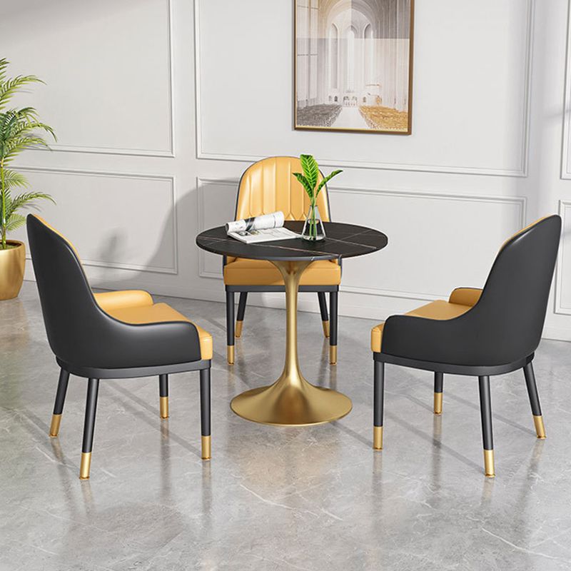 Metal Traditional Luxury Round Dining Table Sintered Stone Table with Tulip Base Clearhalo 'Dining Tables & Seating' 'Dining Tables' 'dining_table' 'furn' 'furn_dining_table' 'Furniture' 'Kitchen & Dining Furniture' 1200x1200_f8b22541-b3b8-4d60-889a-406f3f9533f9