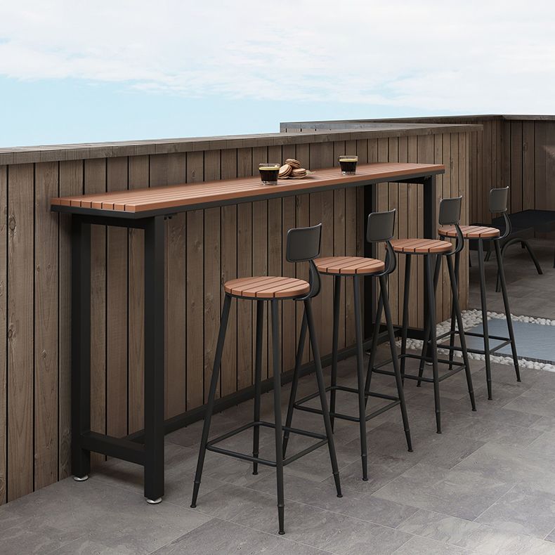Brown Modern Style Bar Table in Solid Wood and Metal Bar Table for Outdoor Clearhalo 'Bar Furniture' 'Bar Tables' 'bar_tables' 'furn' 'furn_bar_tables' 'Furniture' 'furniture_bar_tables' 'Kitchen & Dining Furniture' 1200x1200_f8b2484b-64db-467e-b745-d676f4127fda