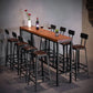 Recangle industriel Table de table en bois massif en bois massif 1/7/9 Pièces Table de comptoir avec selles