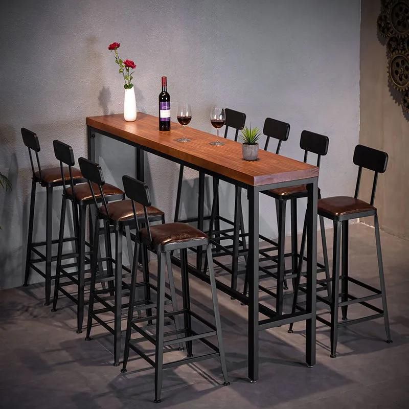 Recangle industriel Table de table en bois massif en bois massif 1/7/9 Pièces Table de comptoir avec selles