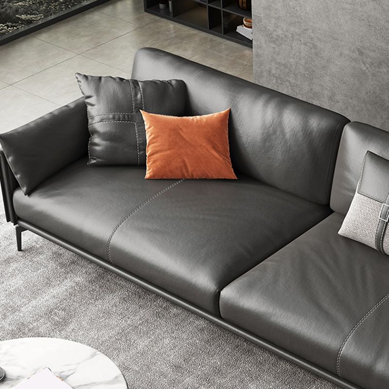 Scandinavian Dark Gray Stain-Resistant Storage Grain Leather Sofa & Chaise Clearhalo 'furn' 'furn_sectionals' 'Furniture' 'Living Room Furniture' 'Sectionals' 1200x1200_f8b475fd-afdb-4182-a363-22c68f17a762