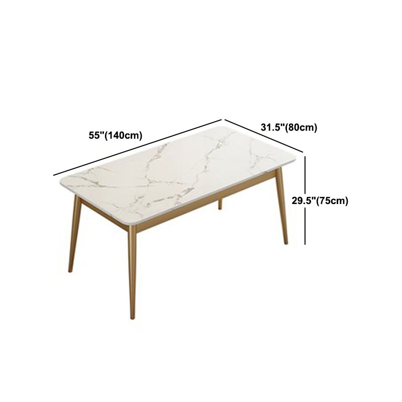 Tavolo da pranzo in ferro glam set 1/2/5/7 pezzi dinette rettangolo con pietra bianca sinterizzata