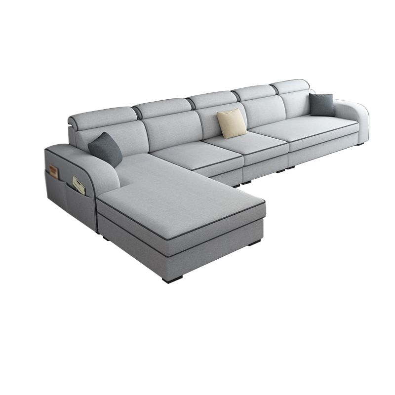 Contemporary Sofa Grey L-Shape High Back Square Arm Sectional with Storage Clearhalo 'furn' 'furn_sectionals' 'Furniture' 'furniture_sectionals' 'Living Room Furniture' 'Sectionals' 1200x1200_f8b5c9f9-a499-4863-be16-bf4e5f92453c