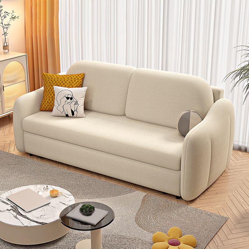 Beige Modern Slipcovered Sofa Bed Sloped Arm Sofa with Storage Clearhalo 'furn' 'furn_sofas' 'Furniture' 'Living Room Furniture' 'Sofa' 'sofas' 1200x1200_f8b684cb-49eb-4cc8-bbea-cd27c9bed439