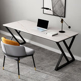 Contemporary Gaming Desk Antique Finish Writing Desk with Metal Legs Clearhalo 'furn' 'furn_office_desk' 'Furniture' 'Office Desks' 'Office Furniture' 'office_desk' 1200x1200_f8b69952-39a4-46de-bb39-d8446b2d1426