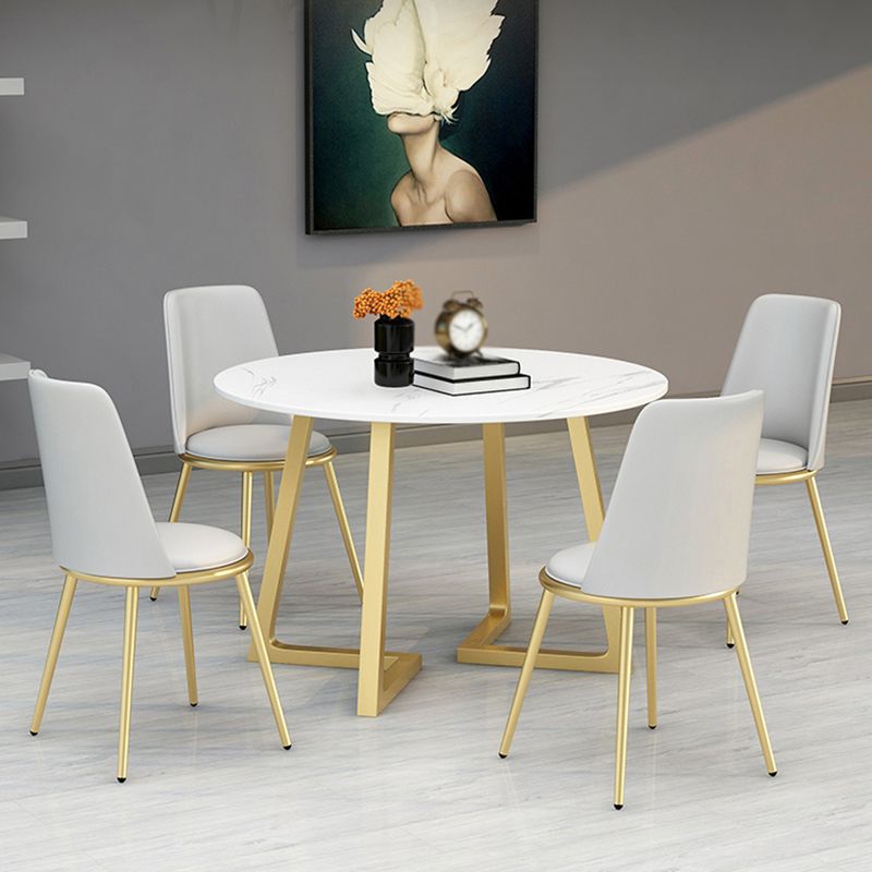 Stone Top Dining Table Contemporary Table with Sled Base in Gold Clearhalo 'Dining Tables & Seating' 'Dining Tables' 'dining_table' 'furn' 'furn_dining_table' 'Furniture' 'furniture_dining_table' 'Kitchen & Dining Furniture' 'kitchen' 'kitchen_dining_table' 1200x1200_f8bd771e-fb85-49b5-b7a2-0f532c25b7df