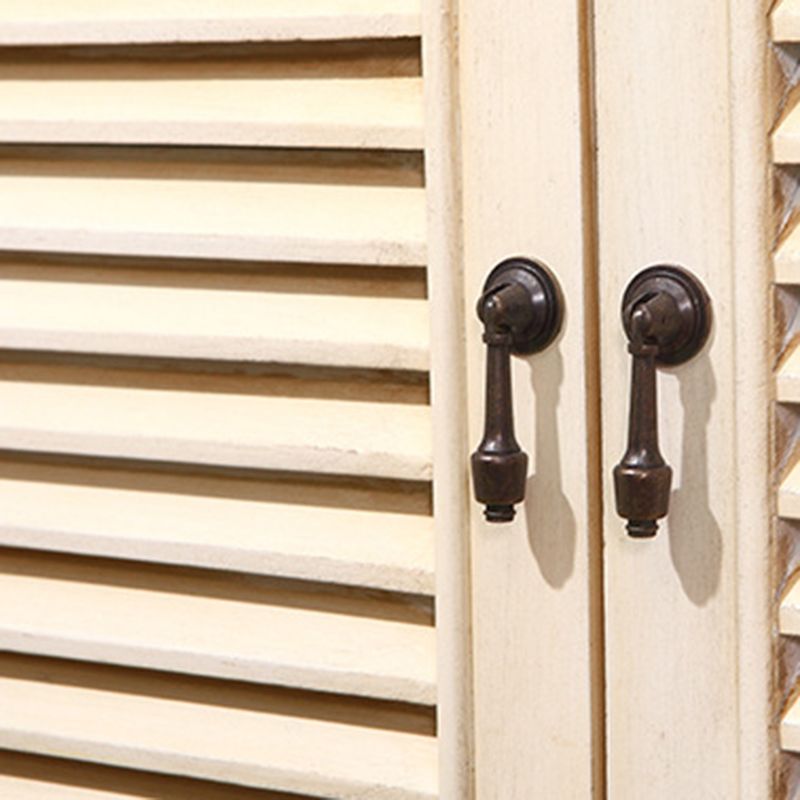Industrial Rectangle Accent Cabinet with Solid Wood Bun Feet
